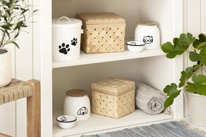 Dåse til hundemad hvid m/hundemotiv